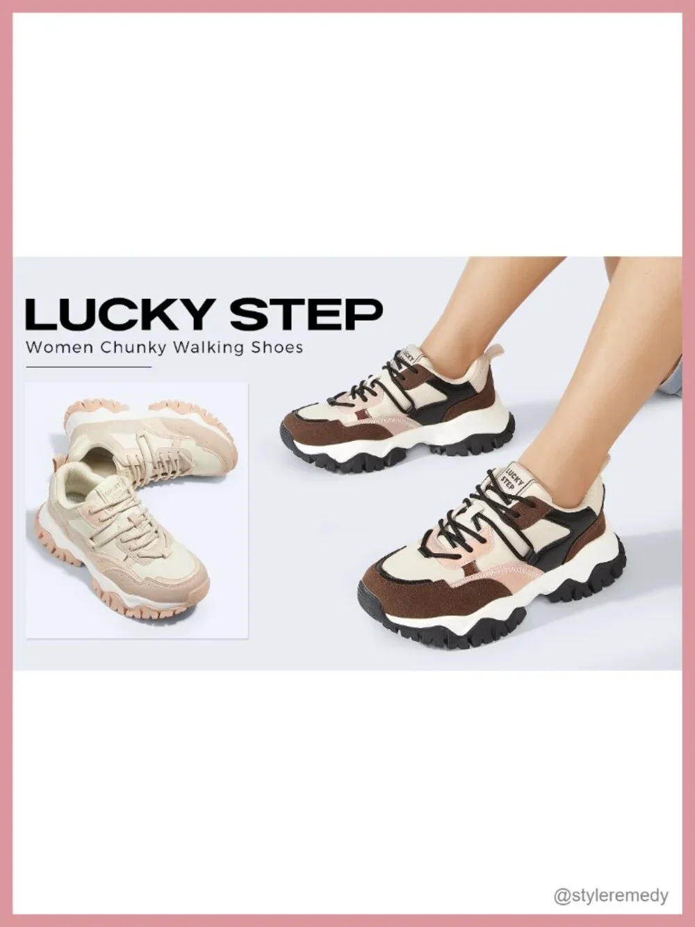 Women Chunky Platform Sneakers Retro Casual Walking Tennis Shoes Anti-Slip